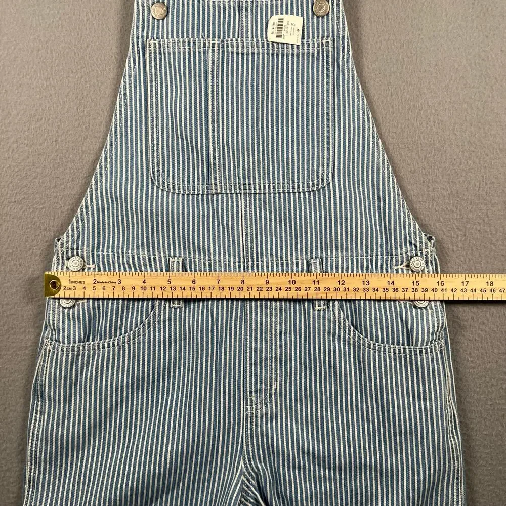 Old Navy XL Hickory Stripe Denim Short Overalls NWT